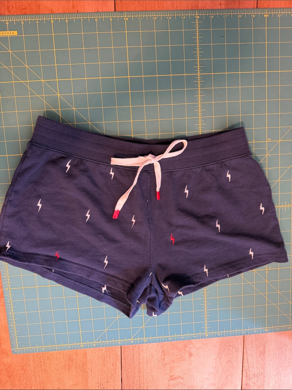 Navy Lightning Bolt Drawstring Women’s Shorts
